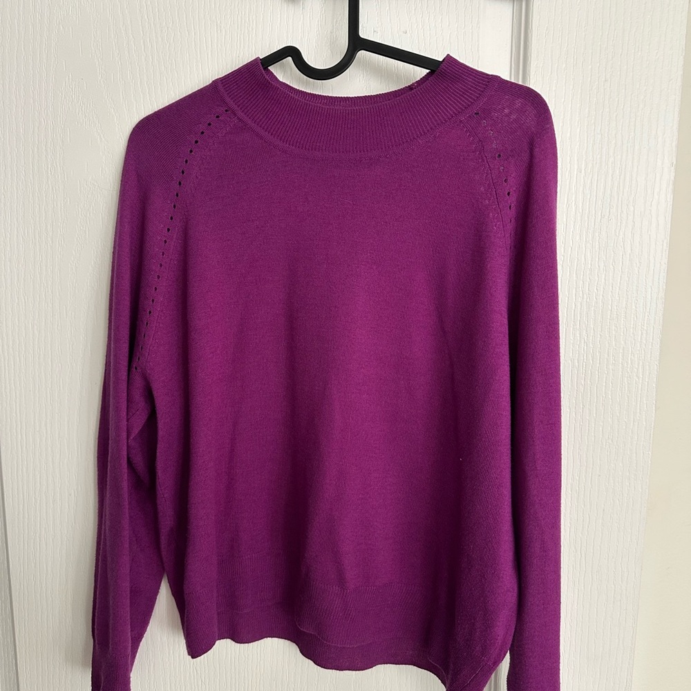 Mango Vibrant Purple Thin Luxury Magenta Crew Neck Sweater Soft